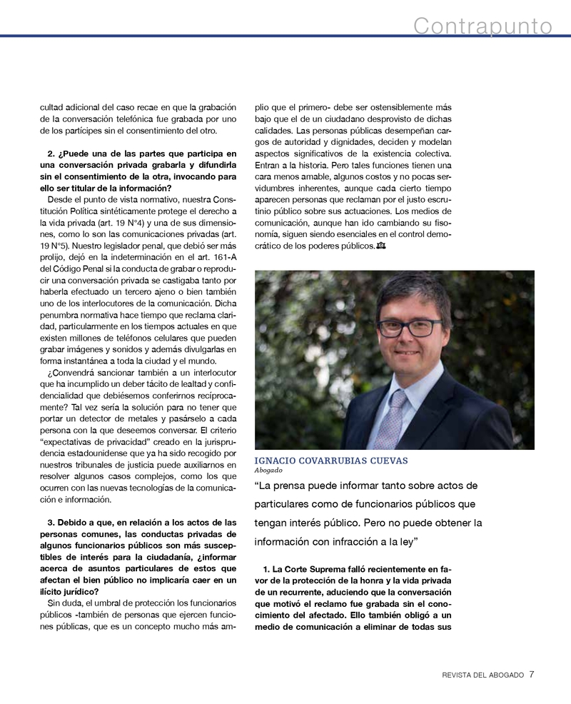 Revista del Abogado Decano Ignacio Covarrubias proteccion comunicaciones privadas revista Colegio Abogados fallo Corte Suprema completa 1